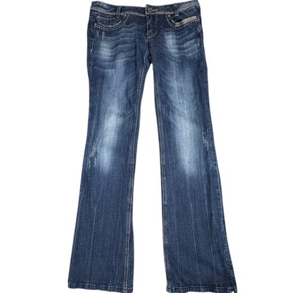 Redrock for Express Jeans Womens 10 Bootcut Low Rise Dark Wash Embroidered Y2K